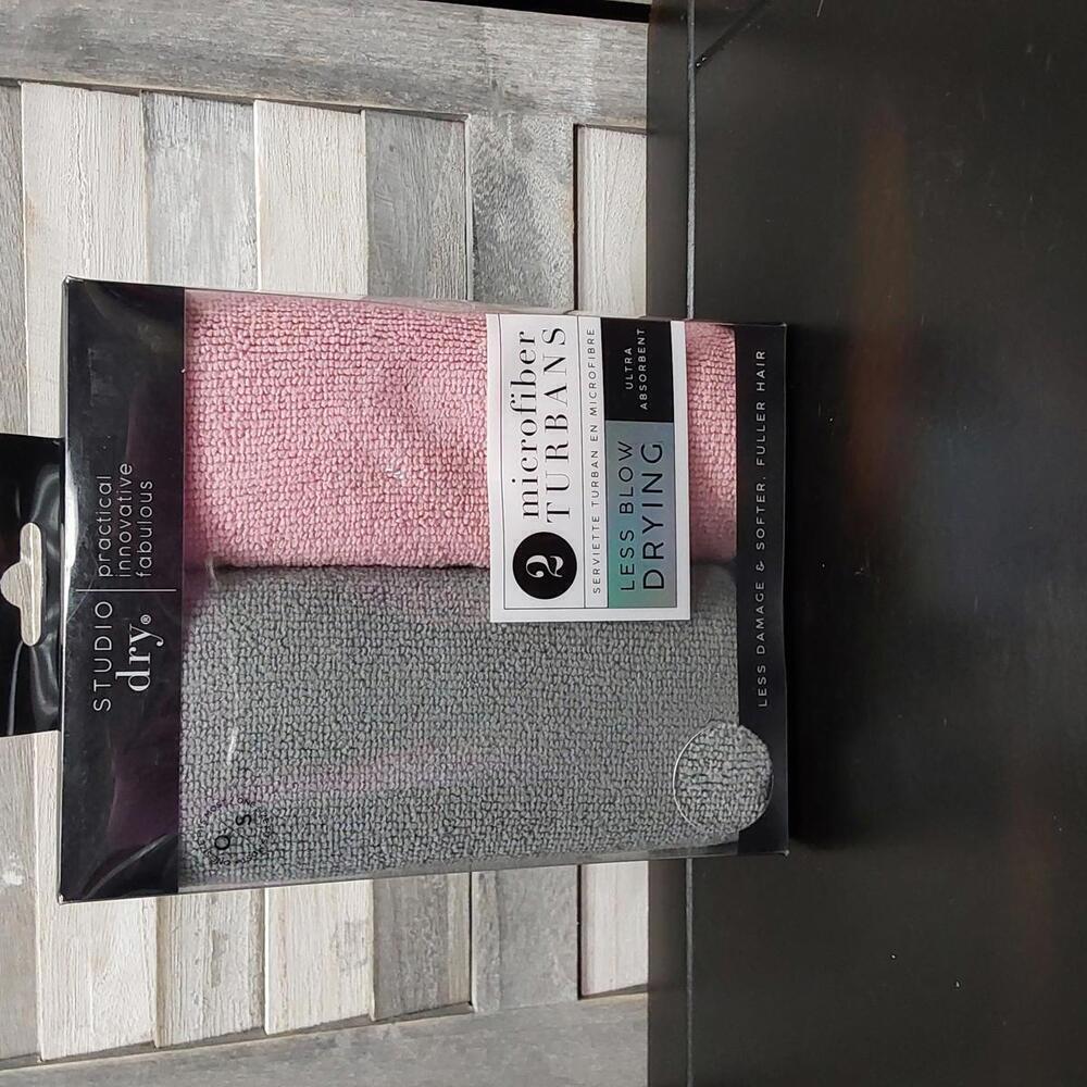 Studio Dry Microfiber Hair Turbans - 2 Pack - Less Blow Drying Damage